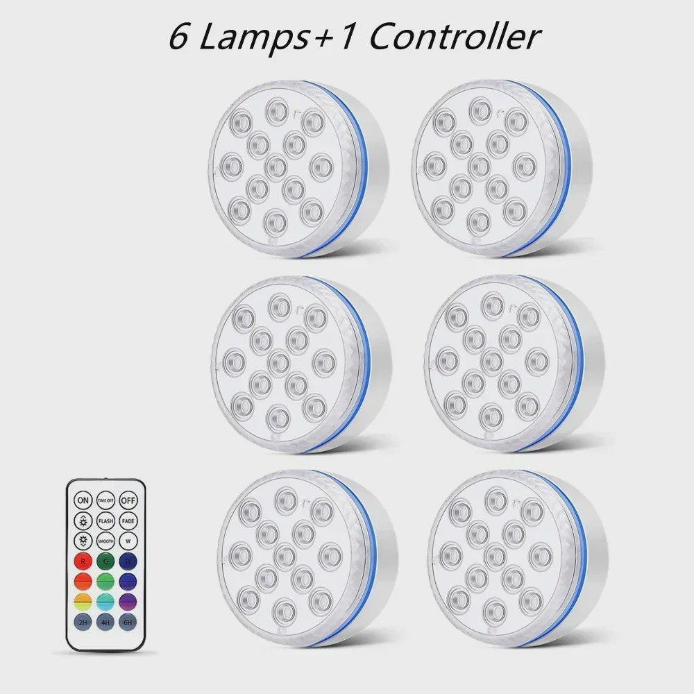 Waterdichte Onderwater LED Lamp met Afstandsbediening - 13 LEDs, RGB Kleuren, IP68