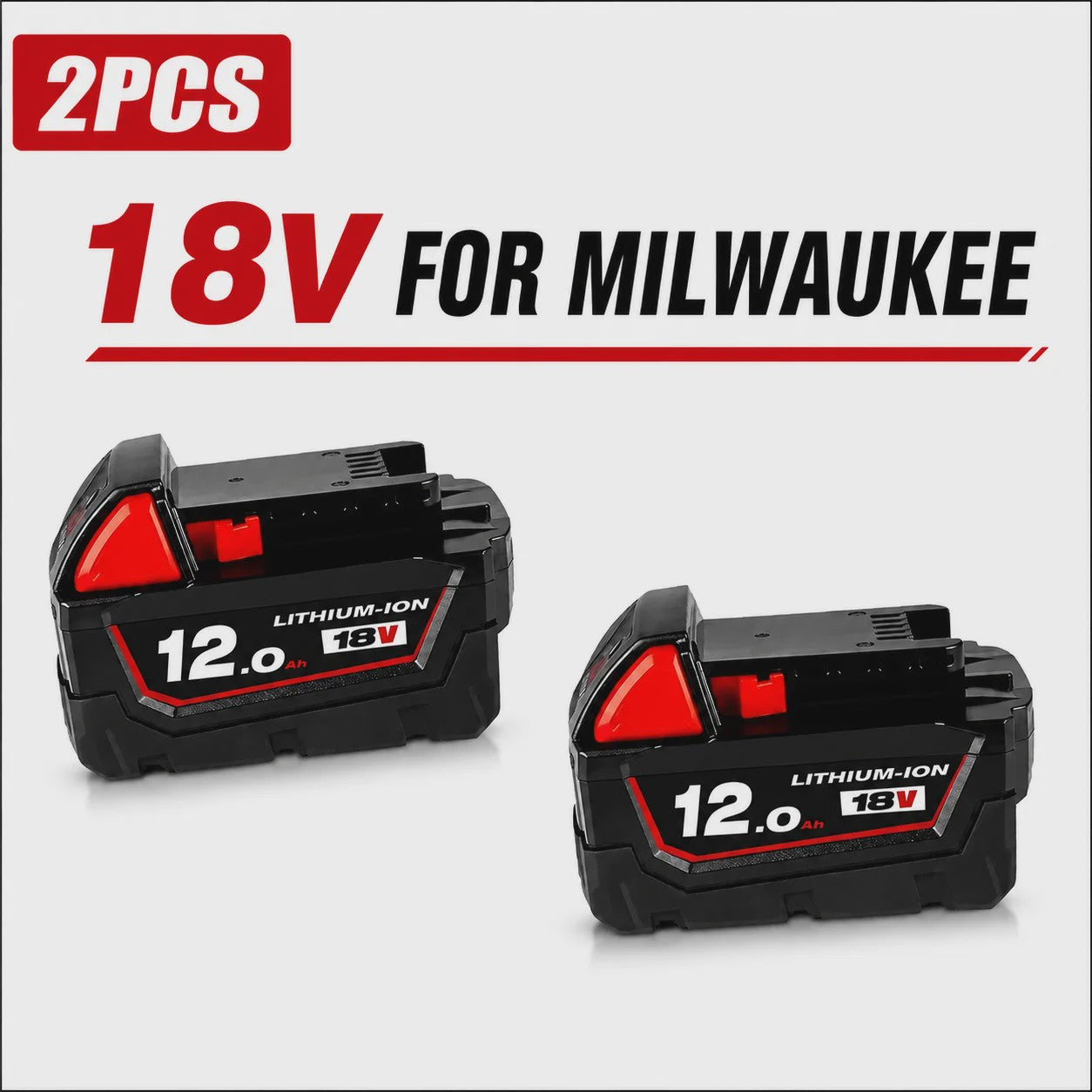 18V Lithium-Ion Accu voor Milwaukee M18 - Hoge Capaciteit 12.0Ah