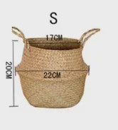 Handgeweven Zeegras Mand met Handvatten - Decoratieve Opbergmand & Plantenpot