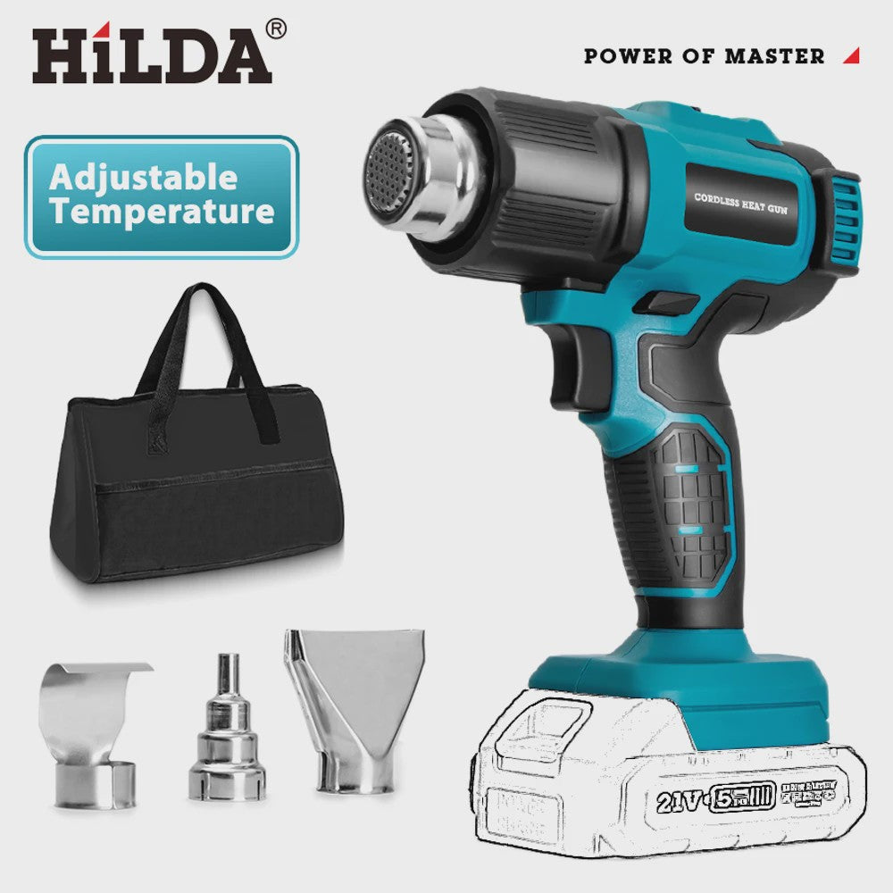 HILDA Accu Hittepistool - Draadloos, Krachtig & Veelzijdig voor Verf Verwijderen, PVC Lassen & DIY Klussen (Makita Accu Compatibel)