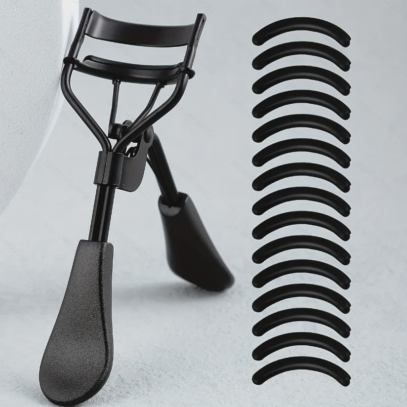 Draagbare Wimpertang met 15 Siliconen Pads - Roestvrij Staal Krultang voor Wimperextensions