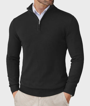 Heren Gebreide Pullover met Ritskraag - Slim Fit Lichtgewicht Casual Sweater