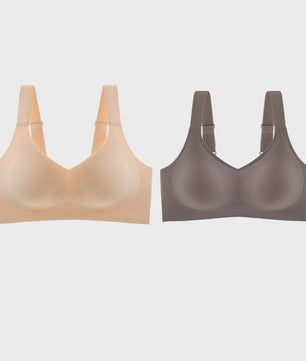 Set van 2 Naadloze Comfort BH's met V-hals en Brede Bandjes - Draadloos & Onzichtbaar
