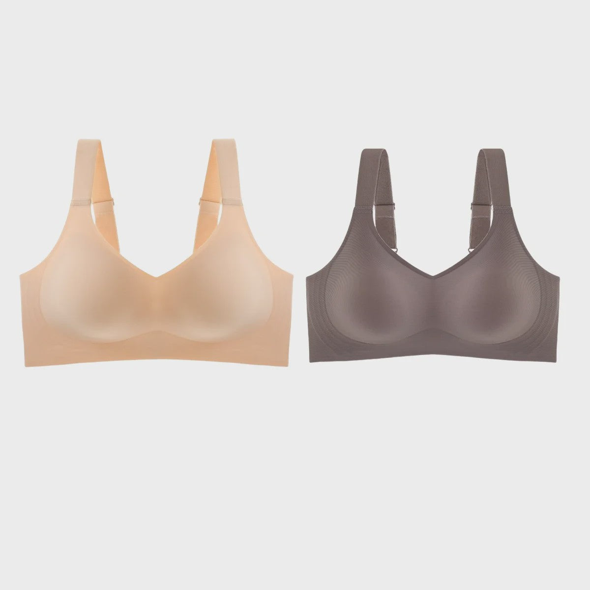 Set van 2 Naadloze Comfort BH's met V-hals en Brede Bandjes - Draadloos & Onzichtbaar