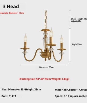 American Retro Messing Plafondlamp met Kaarslampjes - Sfeervolle Verlichting voor Woonkamer, Slaapkamer & Eetkamer