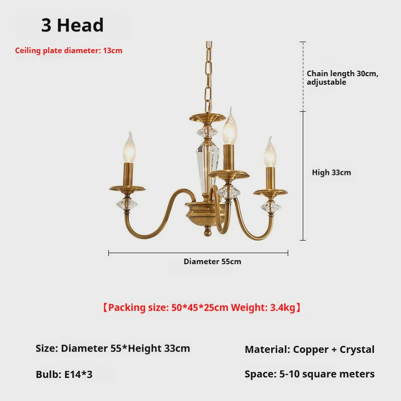 American Retro Messing Plafondlamp met Kaarslampjes - Sfeervolle Verlichting voor Woonkamer, Slaapkamer & Eetkamer