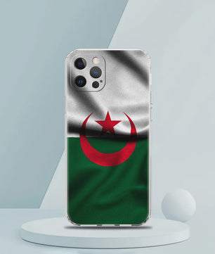 Transparante TPU Hoesje met Algerijnse Vlag - Schokbestendig voor iPhone (Diverse Modellen)