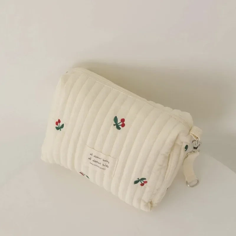 Quilted Luiertas Organizer met Borduring - Baby Verzorgingstas voor Kinderwagen