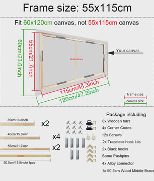 DIY Houten Canvas Frame Kit - Diverse Maten voor Schilderijen & Diamantkunst