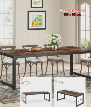 Industriële Eettafel 6-8 Personen - 160x80 cm - Rustiek Hout & Metaal