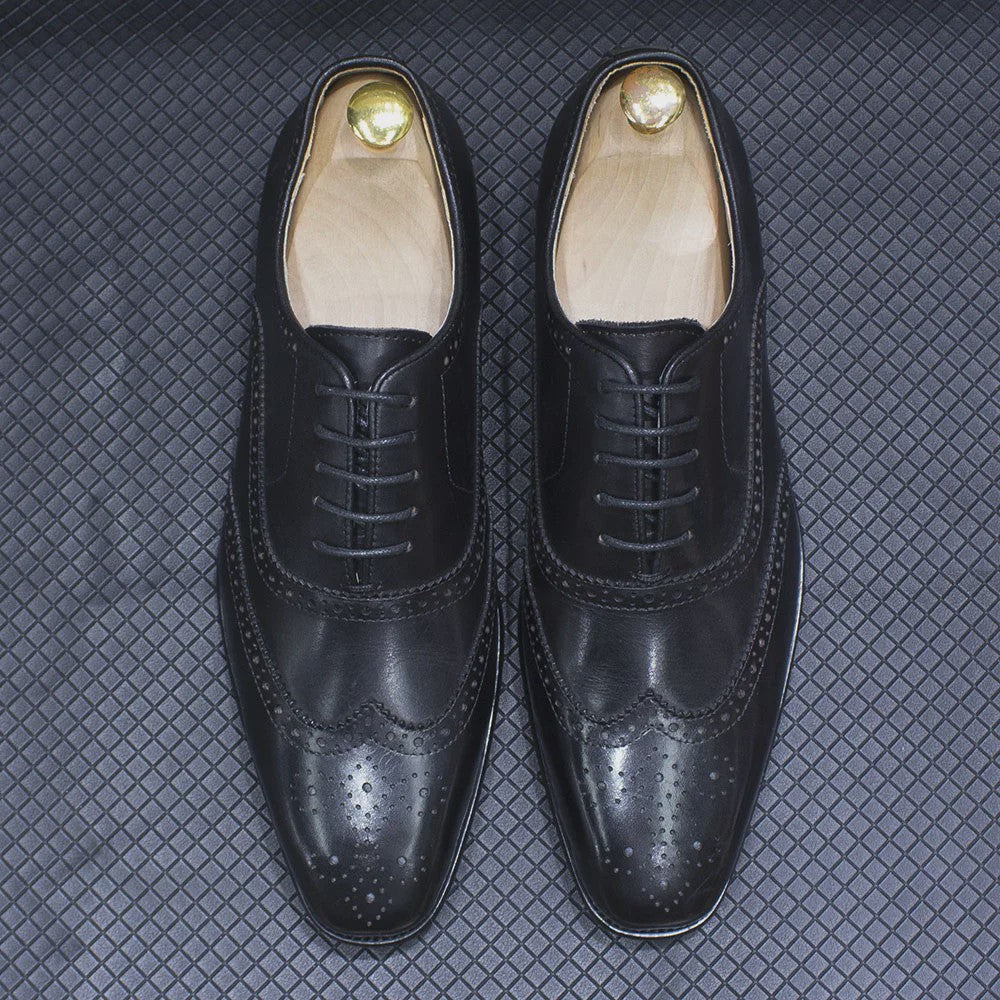 Handgemaakte Heren Leren Wingtip Oxford Schoenen - Klassiek & Formeel