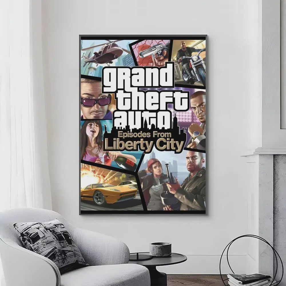 Grand Theft Auto Game Posters - Zelfklevend Muurdecoratie voor Fans