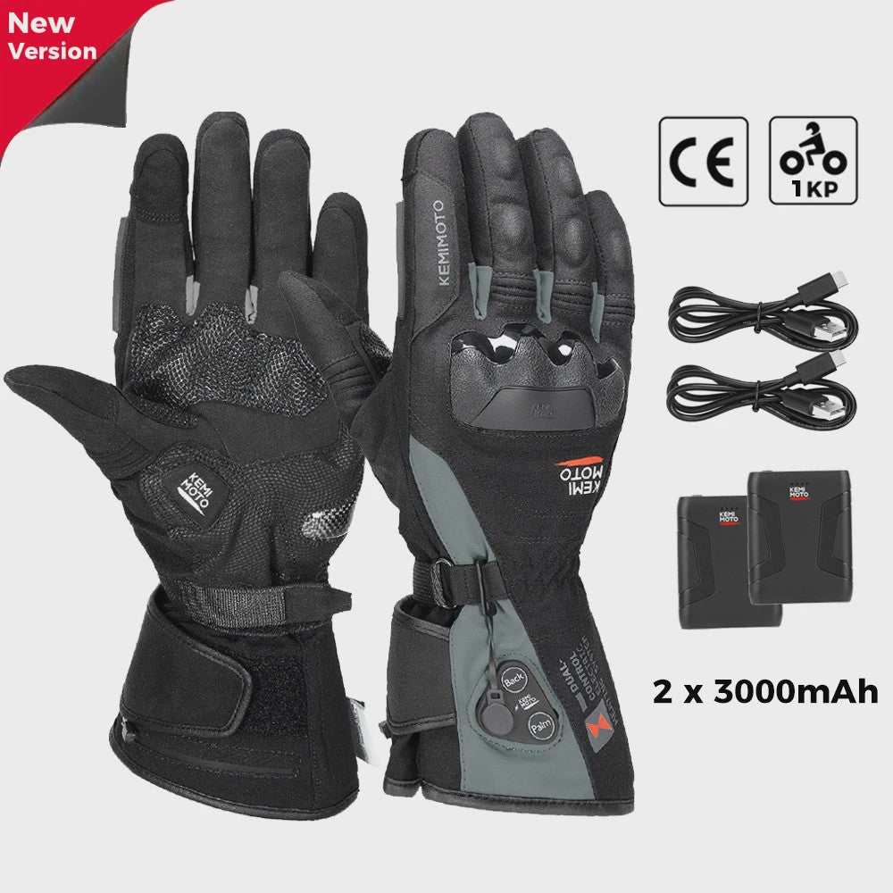 KEMIMOTO Verwarmde Motorhandschoenen - Waterdicht, Oplaadbaar & Warm voor de Winter