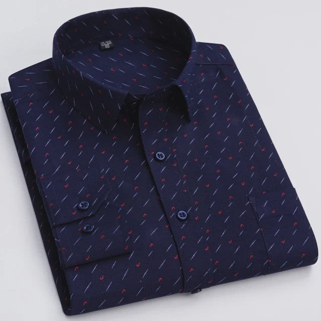 Herenshirt Lange Mouw - Stijlvol Casual & Zakelijk, Print & Streep, All-Season Top