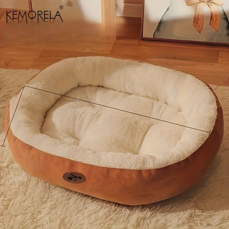 Pluche Ovaal Huisdierbed - Machinewasbaar & Comfortabel voor Hond & Kat