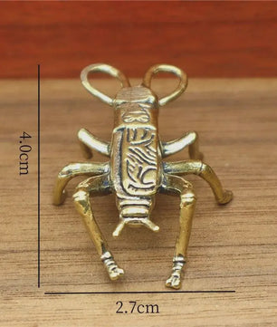 Miniatuur Koperen Insect Beeldjes: Bidsprinkhaan, Libelle, Bij & Krekel - Feng Shui Decoratie