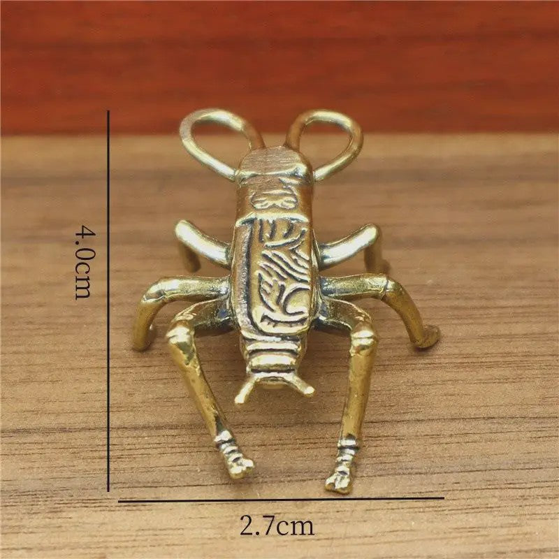 Miniatuur Koperen Insect Beeldjes: Bidsprinkhaan, Libelle, Bij & Krekel - Feng Shui Decoratie