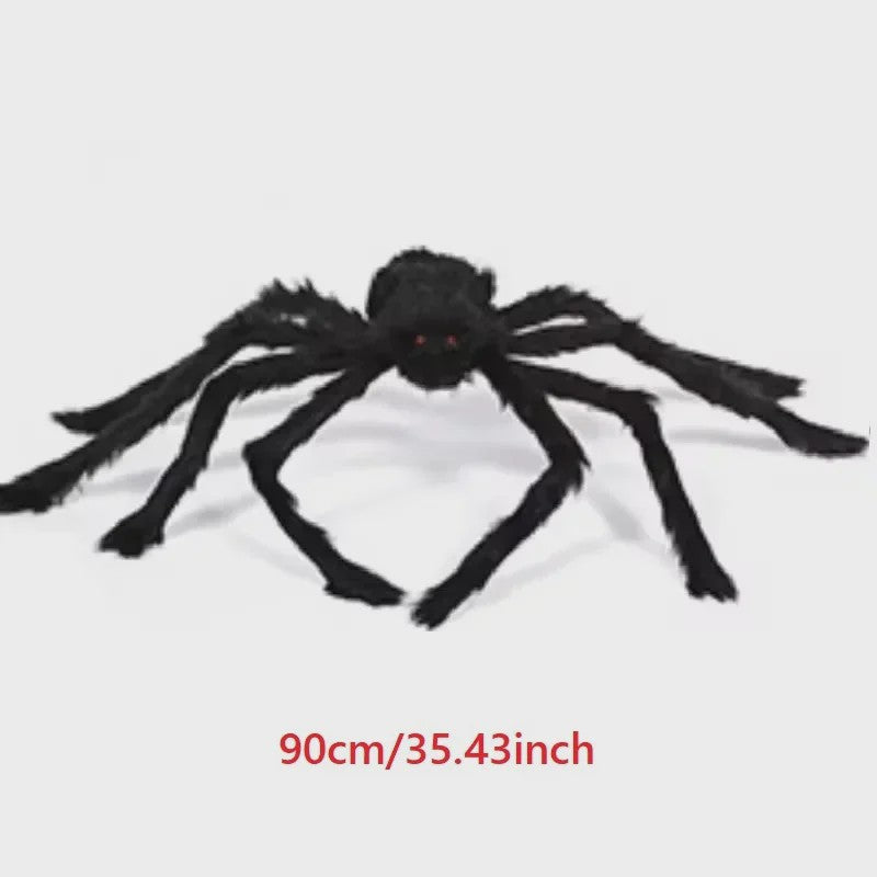 Enorme Zwarte Pluche Spin - Halloween Decoratie 30-200cm