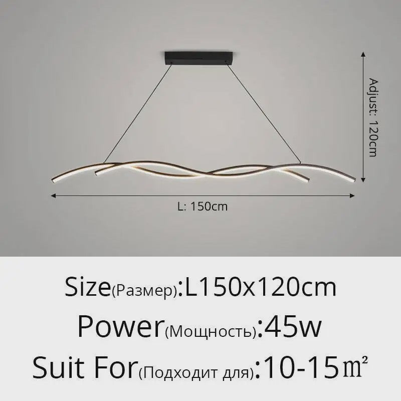 Moderne LED Plafondlamp Golvend Design - Zwart/Wit - Hotel, Restaurant, Bar