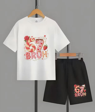Funny Six Seven Italian Brainrot 67 Number Print Kids Short Sleeved Suit Children Clothing T-Shirt + Shorts 2pc Set Boys Clothes