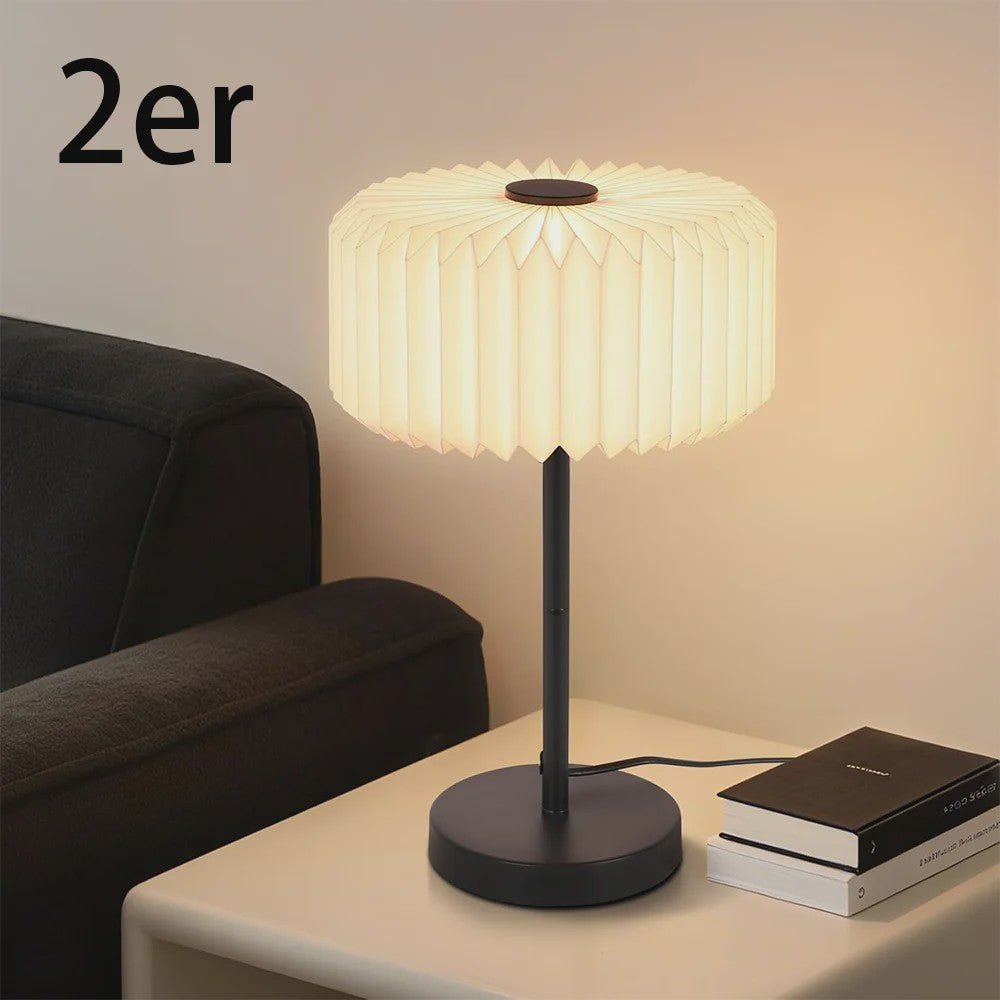 Vintage Design Tafellamp met Papieren Lampenkap - Sfeervolle Slaapkamerlamp