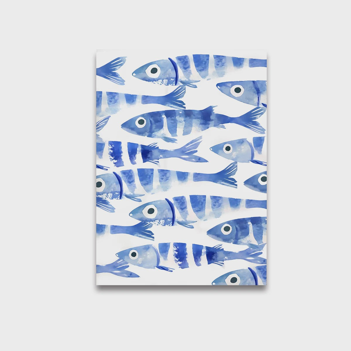 Retro Blauwe Sardine Canvas Poster - Mediterrane Stijl Wanddecoratie