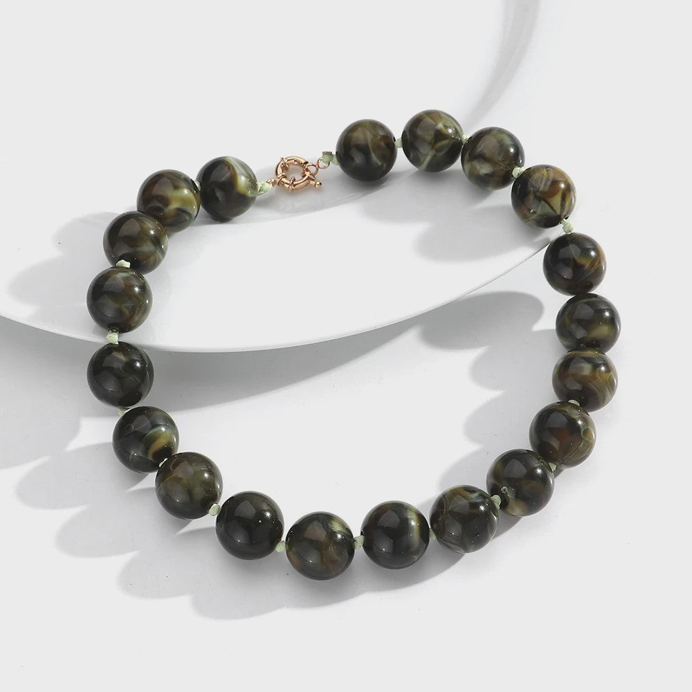 Trendy Multicolor Statement Ketting met Grote Ronde Kralen - Handgemaakt