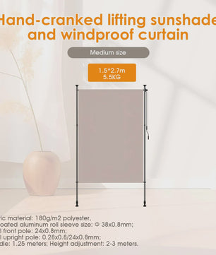 Verticale Buitenzonwering Balkon - Geen Boren Nodig - Met Handzwengel - Privacy & Zon/Windbescherming