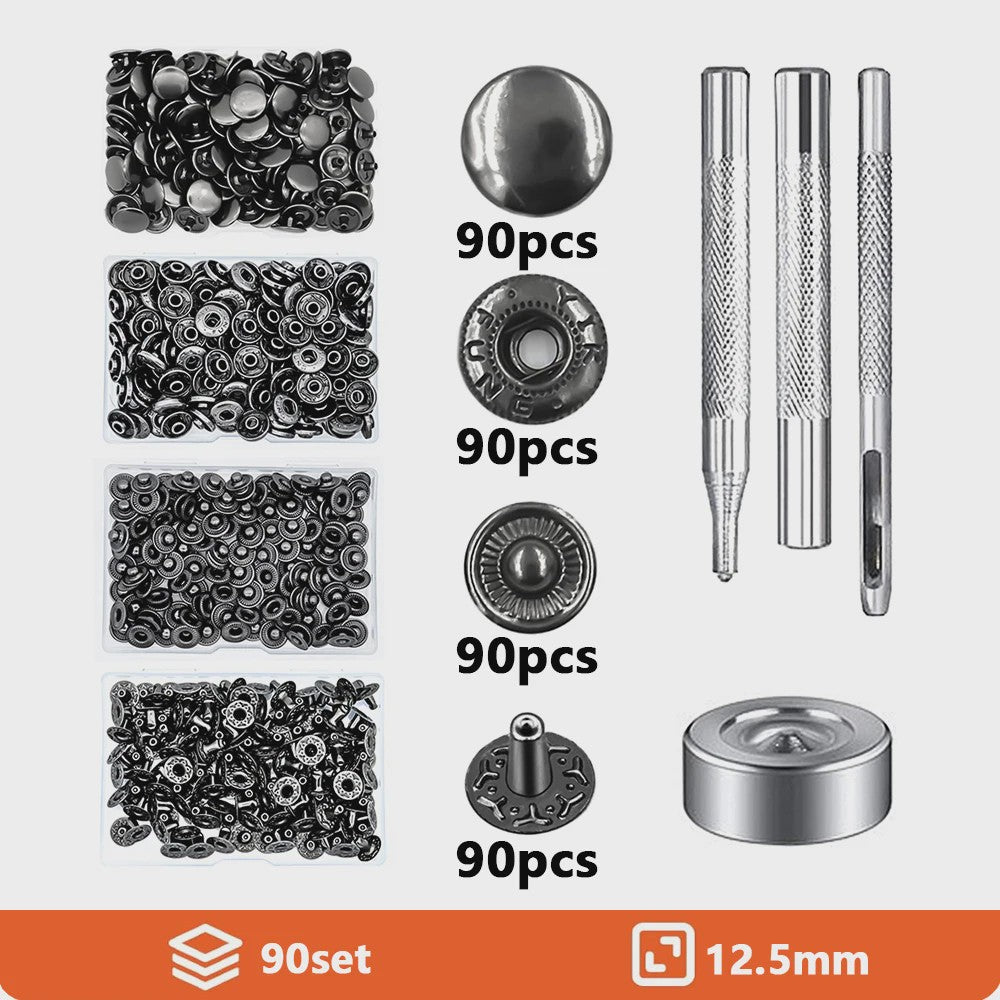 Roestvrij Staal Drukknopen Set 12.5mm Gunmetal Zwart - Kleding & Tassen