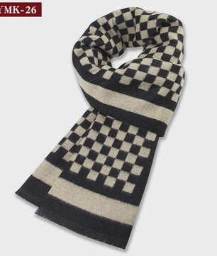 Luxe Heren Sjaal - Warme Wol & Kasjmier - Winter Ruitpatroon