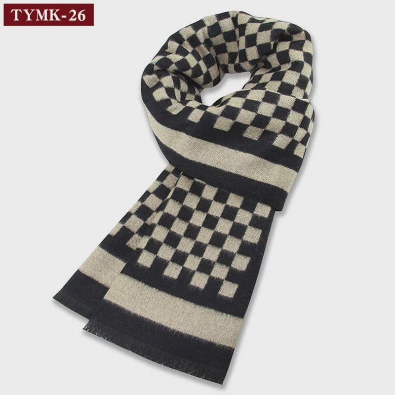 Luxe Heren Sjaal - Warme Wol & Kasjmier - Winter Ruitpatroon