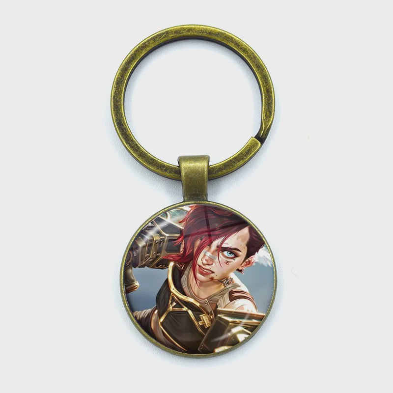 League of Legends Jinx Anime Glazen Hanger Sleutelhanger - Uniek Cadeau voor Fans