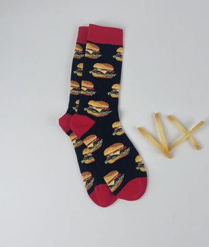 Grappige Sokken met Frietjes & Ketchup Print - Unisex Mid-Calf Sokken