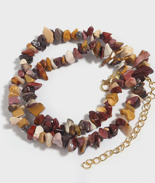 Unieke Natuursteen Choker Ketting - Onregelmatige Kristal & Aquamarijn Chips