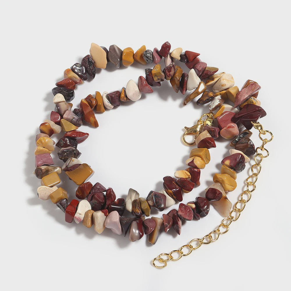 Unieke Natuursteen Choker Ketting - Onregelmatige Kristal & Aquamarijn Chips