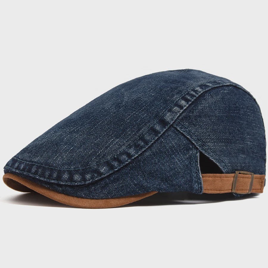 Vintage Denim Newsboy Pet voor Dames en Heren - Casual Platte Vizier Pet, Verstelbaar