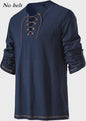 Heren Middeleeuwse Tuniek met Vetersluiting - Renaissance, Viking & Piraat Kostuum Shirt