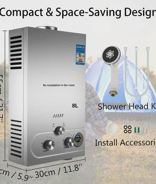 VEVOR LPG Gas Waterverwarmer - Direct Heet Water met 6L tot 18L Capaciteit