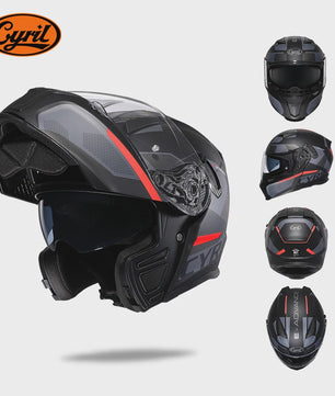 Cyril Motorcross Flip-Up Helm - Volledig Gelaatsmasker met Breed Helder Vizier & DOT Keurmerk