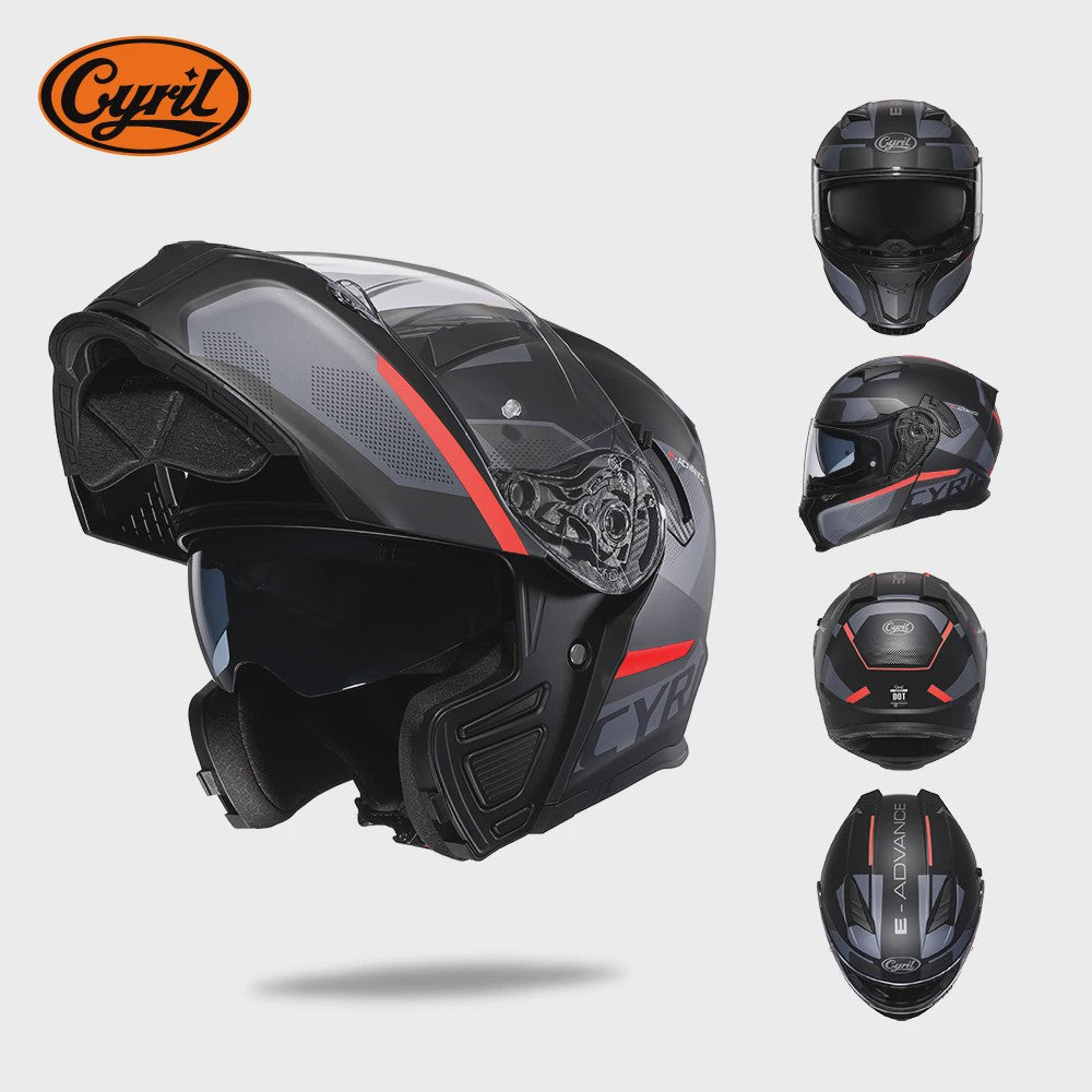 Cyril Motorcross Flip-Up Helm - Volledig Gelaatsmasker met Breed Helder Vizier & DOT Keurmerk