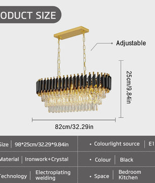 Moderne Zwarte Kristallen Kroonluchter Rond 5-Tier Ø60cm Dimbare Hanglamp