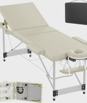 Draagbare Massage Tafel Aluminium - Inklapbaar, Verstelbaar (62-83cm), 230kg Draagkracht, met Armleuningen & Hoofdsteun