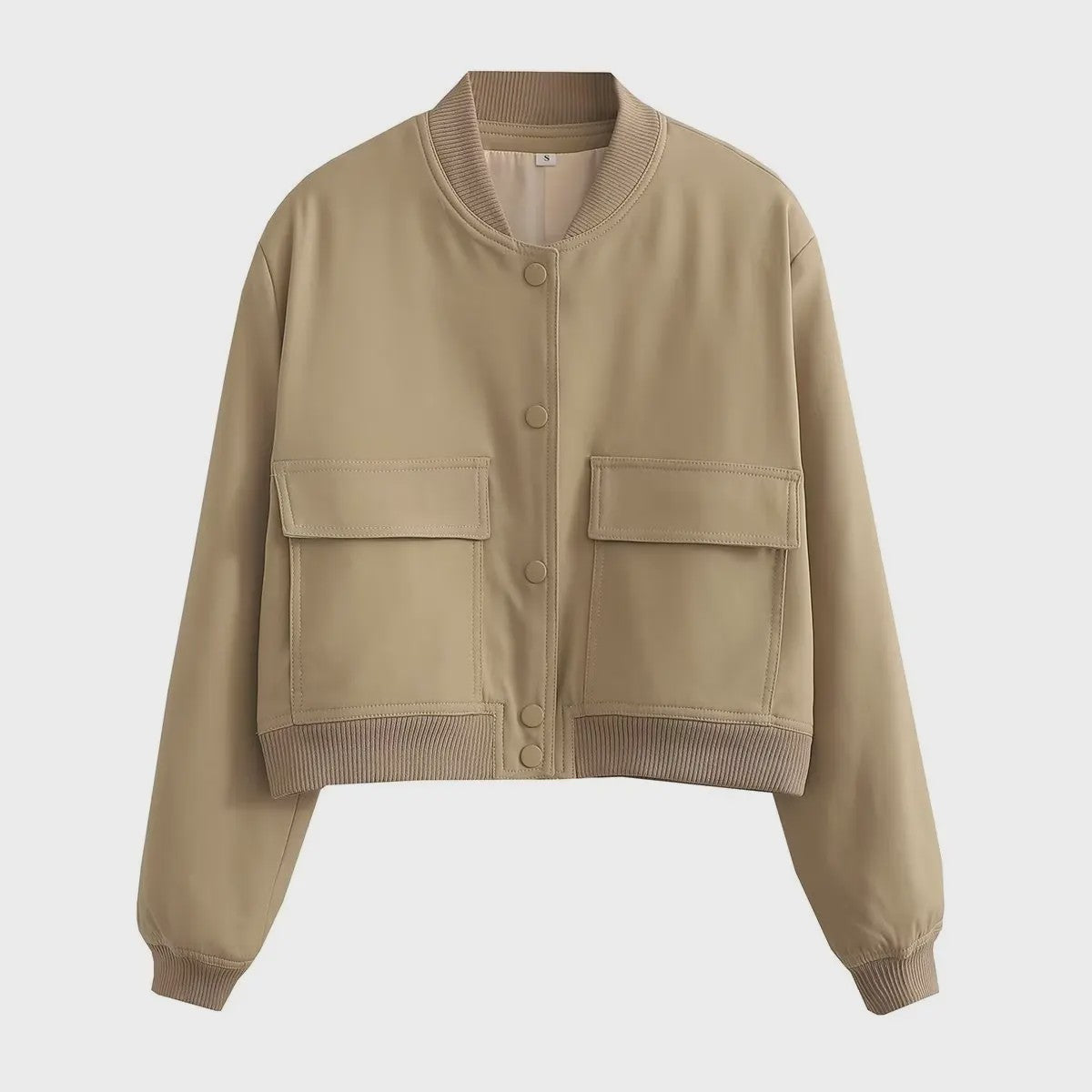 Dames Bomberjack met V-hals, Lange Mouwen en Zakken - Stijlvolle Casual Outfits