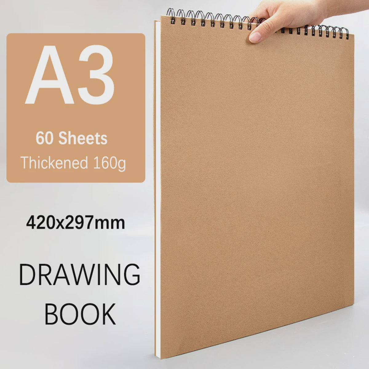 Professioneel Schetsboek 160gsm - 30 Vel Dik Tekenpapier met Spiraalbinding