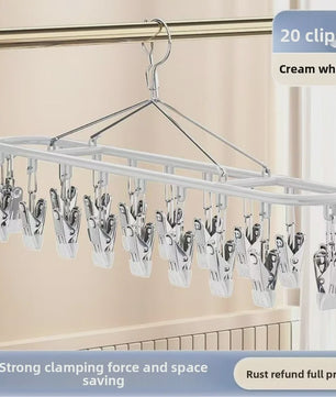 Droogrek met 20 Clips - RVS Sokkenhanger voor Ondergoed & Kleine Was