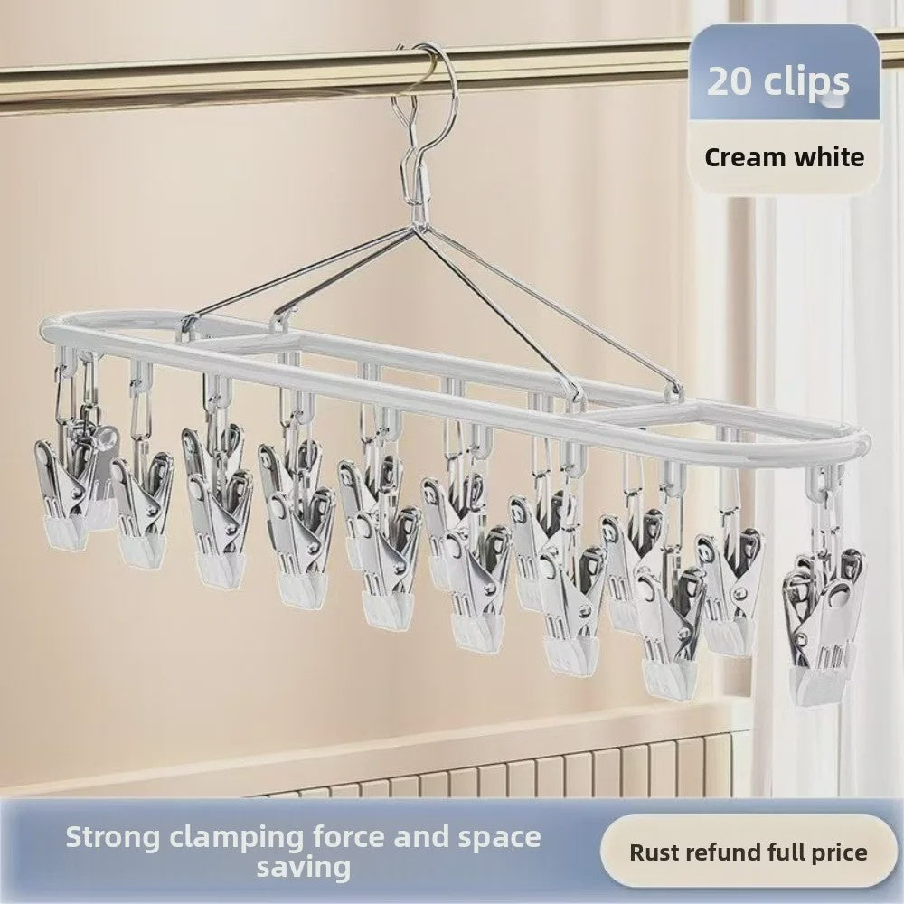 Droogrek met 20 Clips - RVS Sokkenhanger voor Ondergoed & Kleine Was