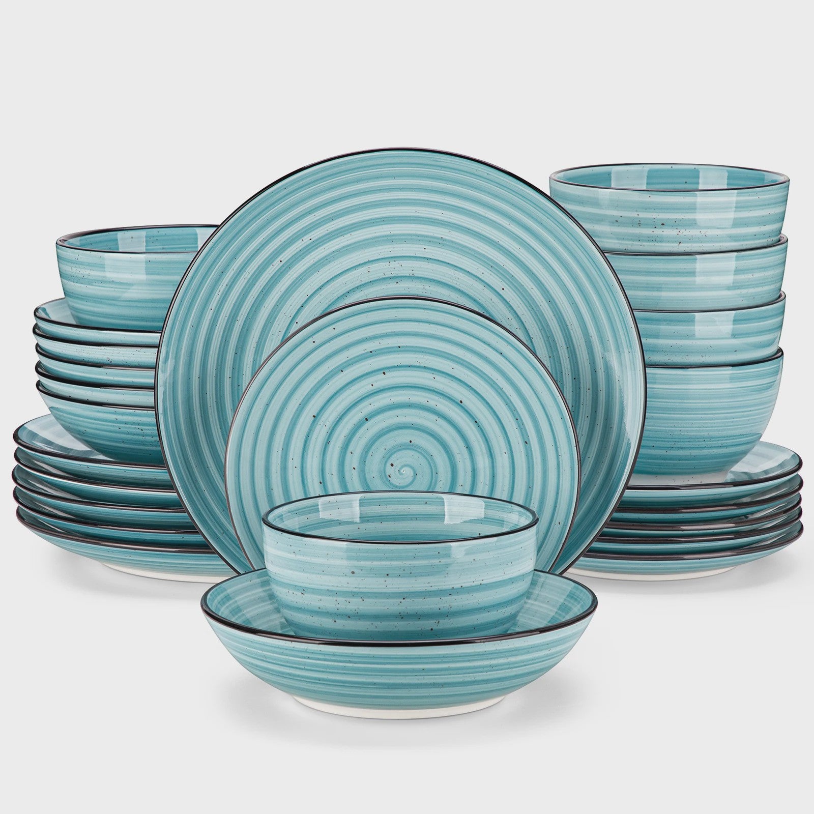 vancasso BONBON 24-delig servies set beige voor 6 personen - Handgeschilderd spiraalpatroon, magnetron- en vaatwasserbestendig