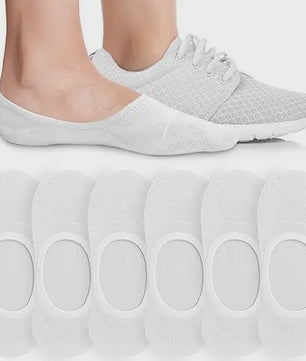 6/8 Paar Invisible Sokken Dames - Ademend Katoen, Antislip & Dunne Sneakersokken