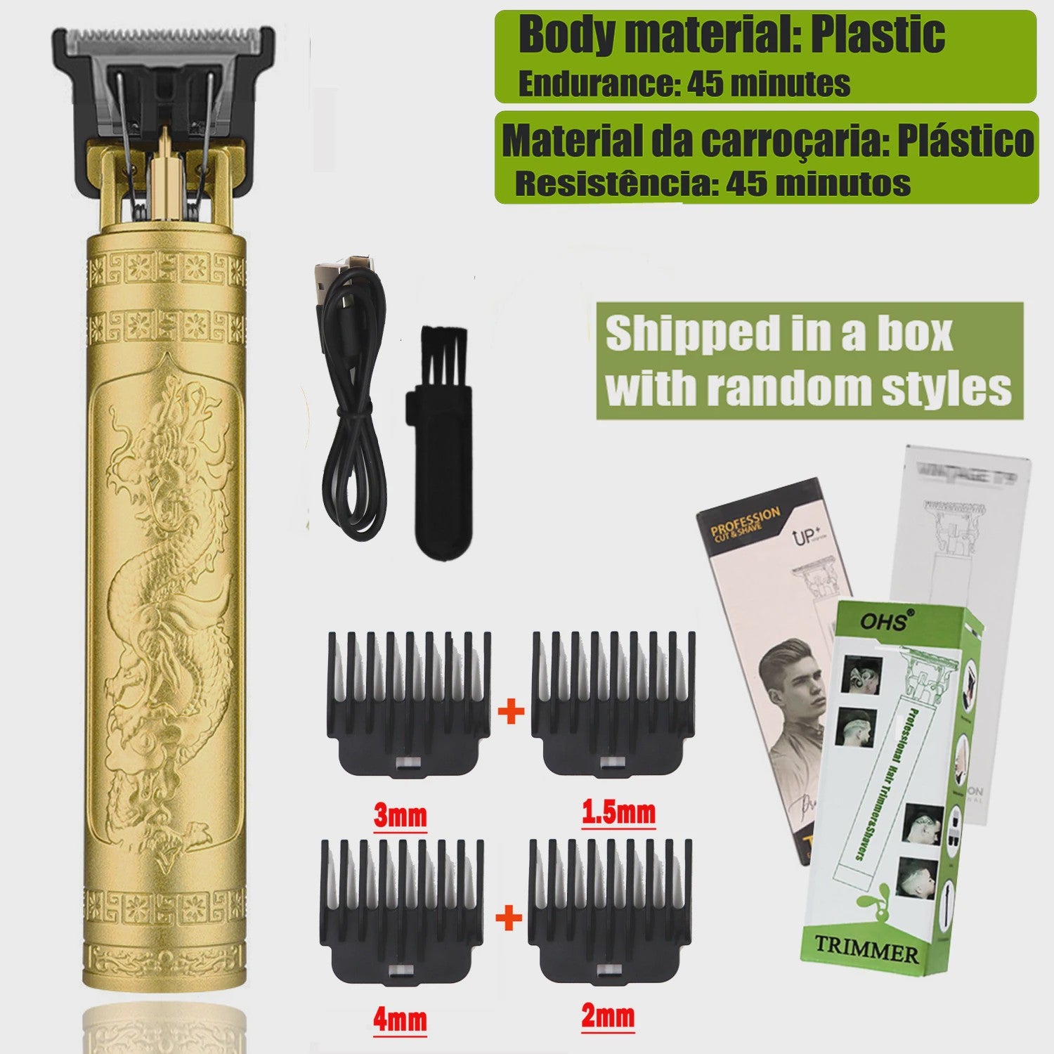 OHS Vintage Oplaadbare T9 Baardtrimmer & Haarsnijmachine - Professionele Draadloze Scheerapparaat voor Mannen