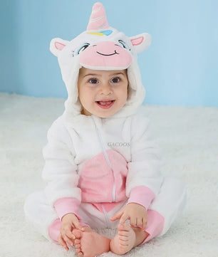 Baby Romper Dierenkostuum Kigurumi - Zacht Flanellen Jumpsuit voor Jongens & Meisjes